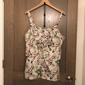 LC Lauren Conrad Ruffle Camisole, cute print, XL